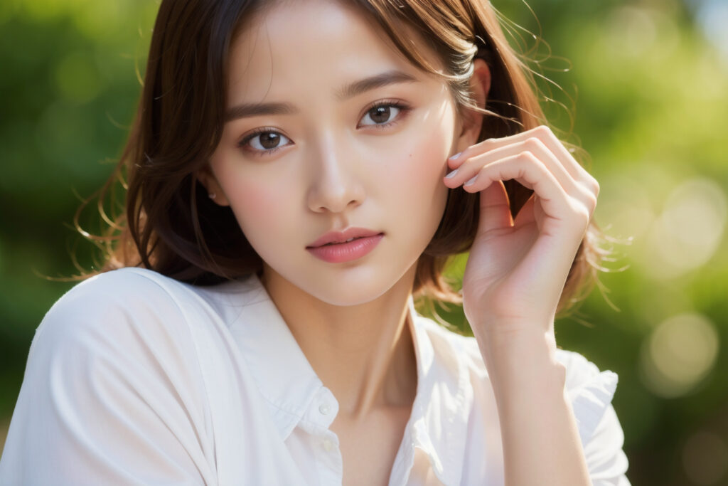 白いシャツを着た女性[474134439]