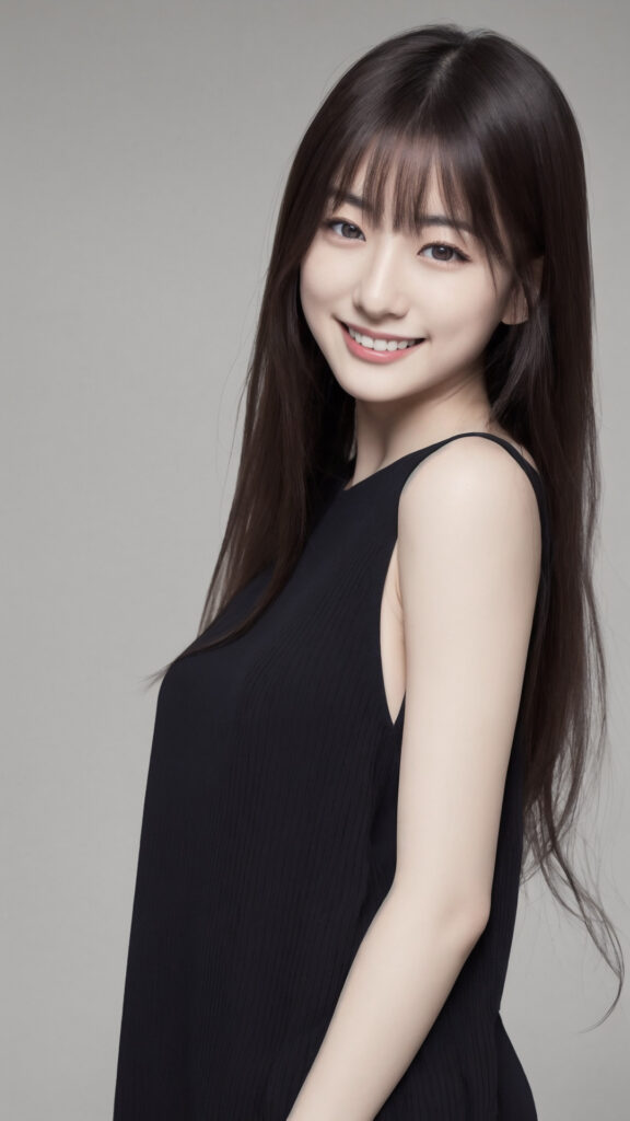 黒いワンピースを着た笑顔の女性[567366727]