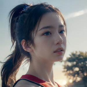 スポーツ大会で思うような結果が出せず悔しそうな顔をする女性