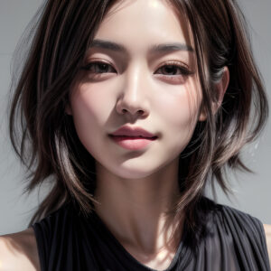 スタジオ撮影のようなライティングの女性モデル