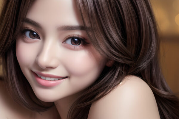 目がキラキラした女性の顔のアップ