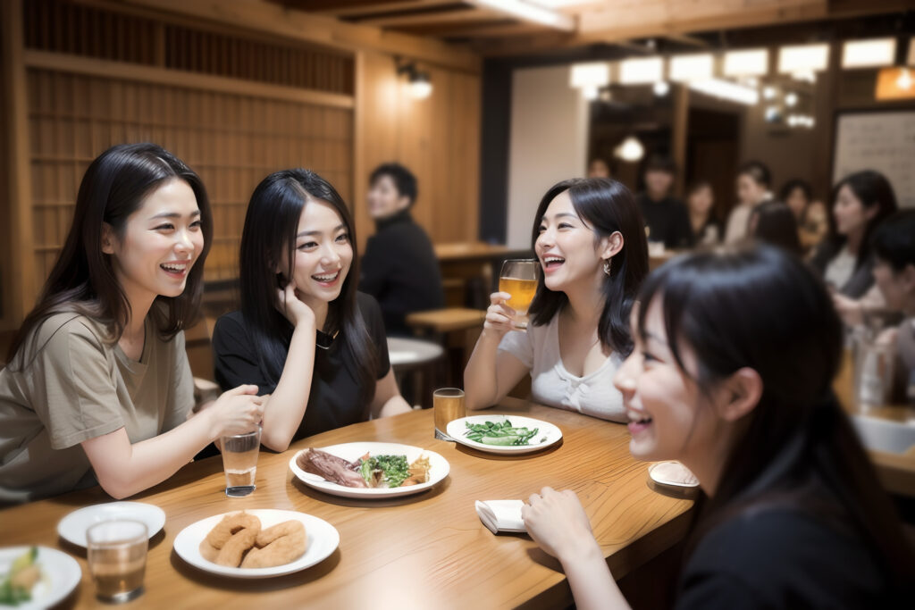 居酒屋で盛り上がる女子会[2474727321] - AI美女フリー素材 AIPIX