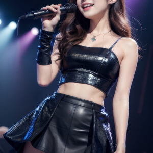 ライブで熱唱するアイドル