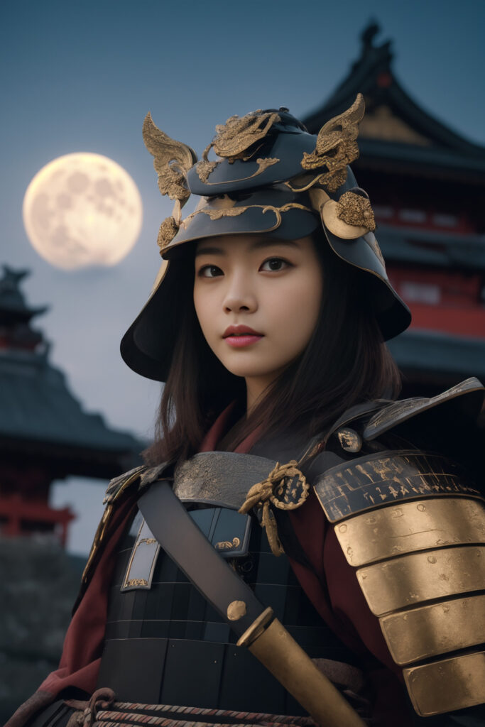 侍の兜と鎧を身に纏った戦国時代の女武将[2552715649] - AI美女フリー素材 AIPIX