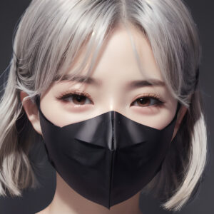 黒いマスクをして正面を向いているマスク美女