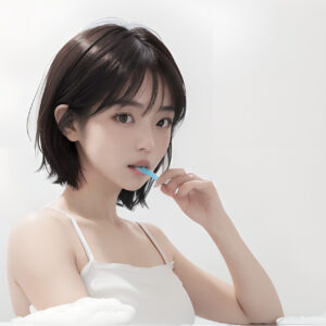 歯磨きをする女性