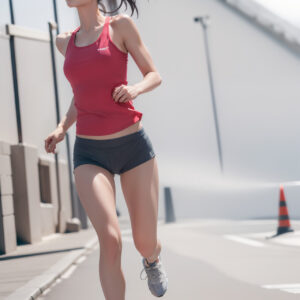 笑顔でジョギングする女性