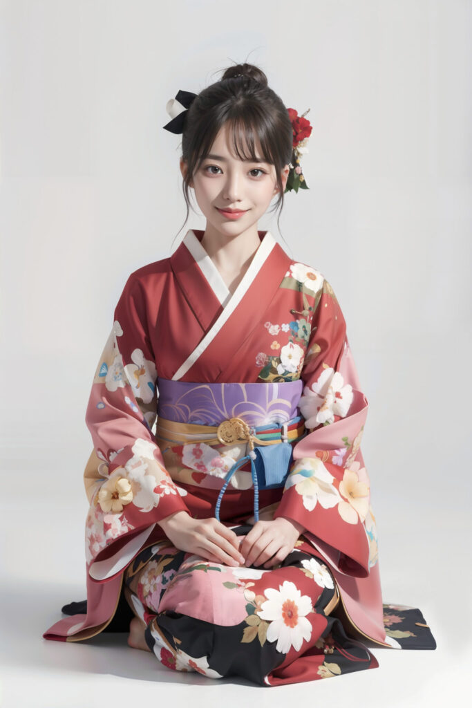 正座で挨拶をする着物の女性[4080777195]